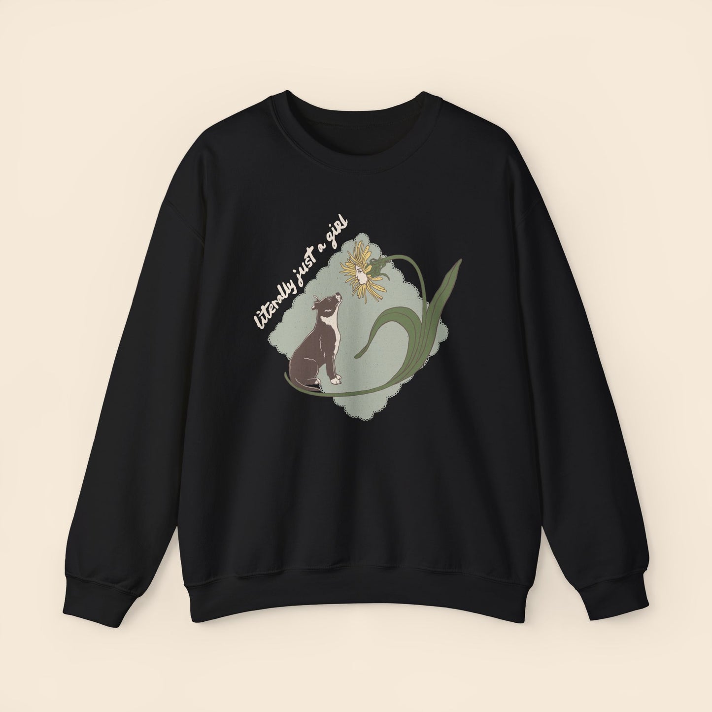 Literally Just a Girl Pit Bull Flower | Unisex Crewneck