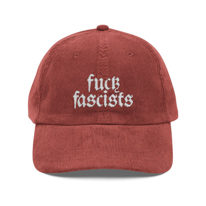 Fuck Fascists | Embroidered Corduroy Cap