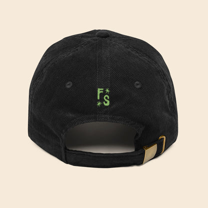 Clever Girl | Black Embroidered Corduroy Cap