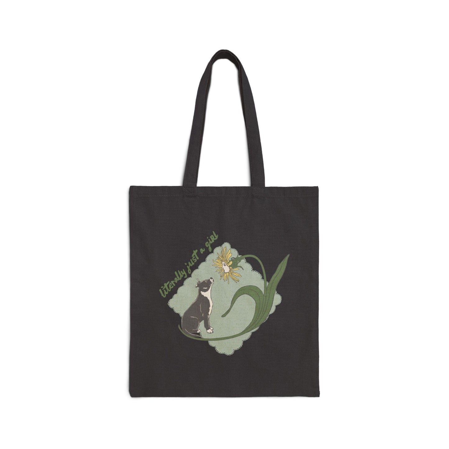 Literally Just a Girl Pit Bull Flower | Canvas Tote Bag