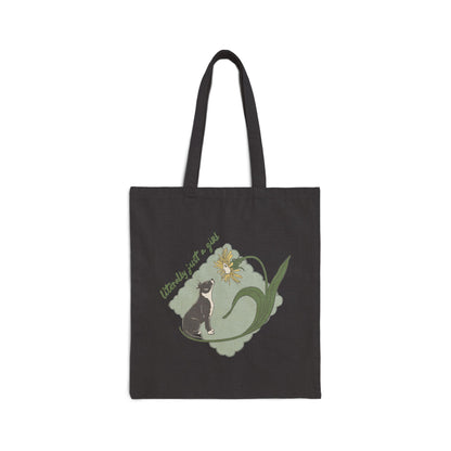 Literally Just a Girl Pit Bull Flower | Canvas Tote Bag