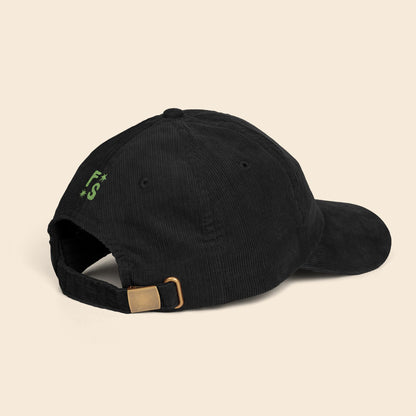 Clever Girl | Black Embroidered Corduroy Cap