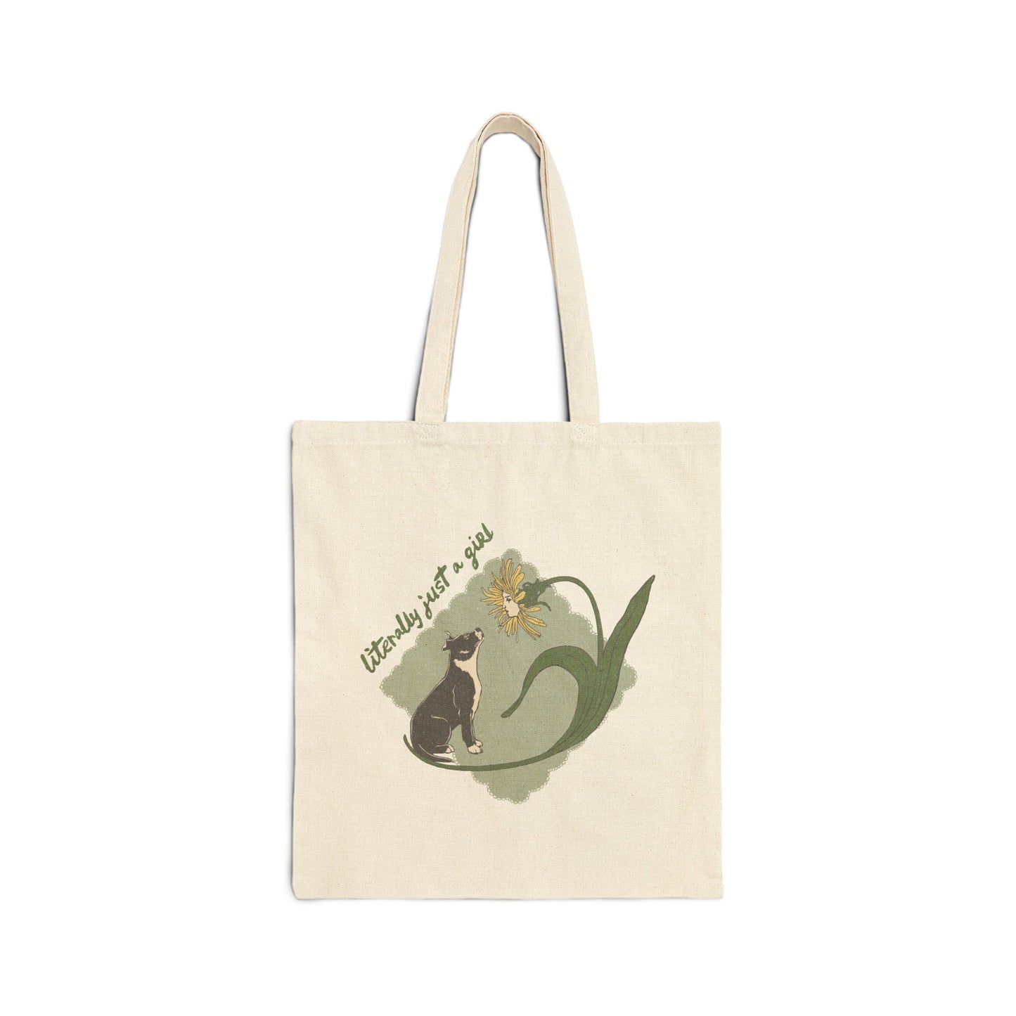 Literally Just a Girl Pit Bull Flower | Canvas Tote Bag