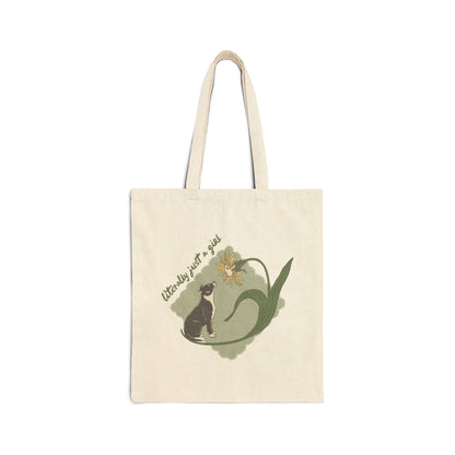 Literally Just a Girl Pit Bull Flower | Canvas Tote Bag