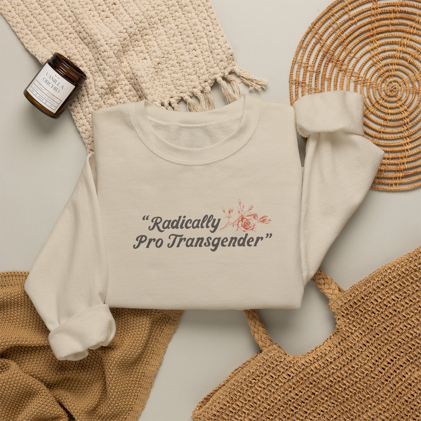Radically Pro Transgender Sand | Unisex Crewneck Sweatshirt