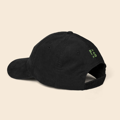 Clever Girl | Black Embroidered Corduroy Cap