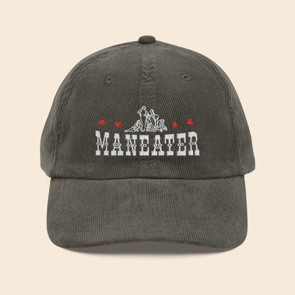ManEater Olive Grey | Embroidered Corduroy Cap