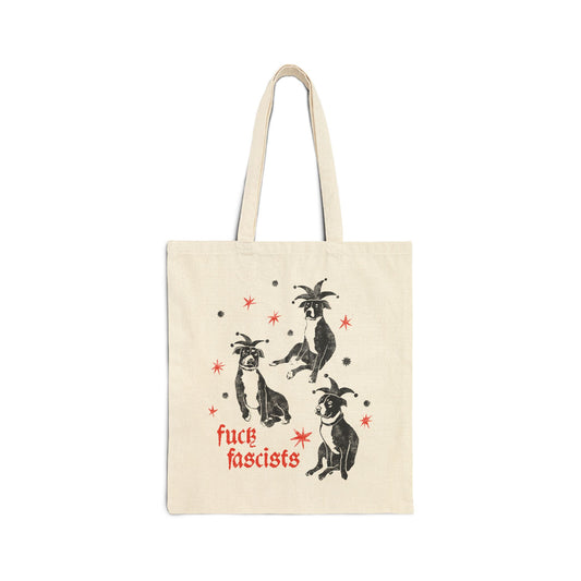 Fuck Fascists Pit Bull Jester | Canvas Tote Bag