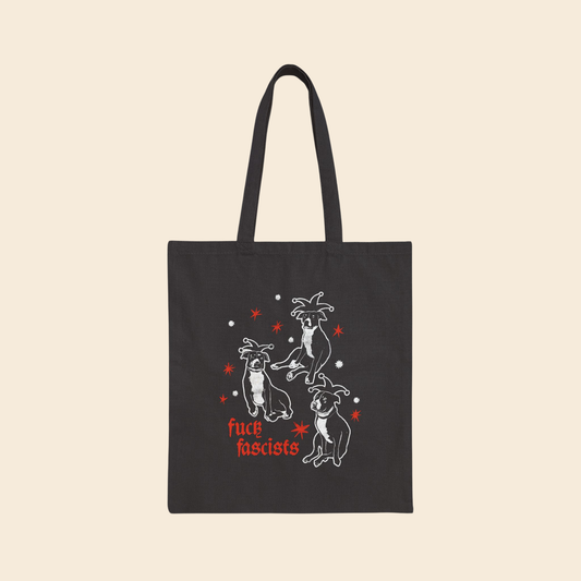 Fuck Fascists Pit Bull Jester | Canvas Tote Bag