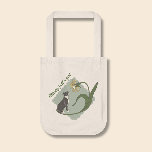 Literally Just a Girl Pit Bull Flower  | Graphic Organic Tote Bag
