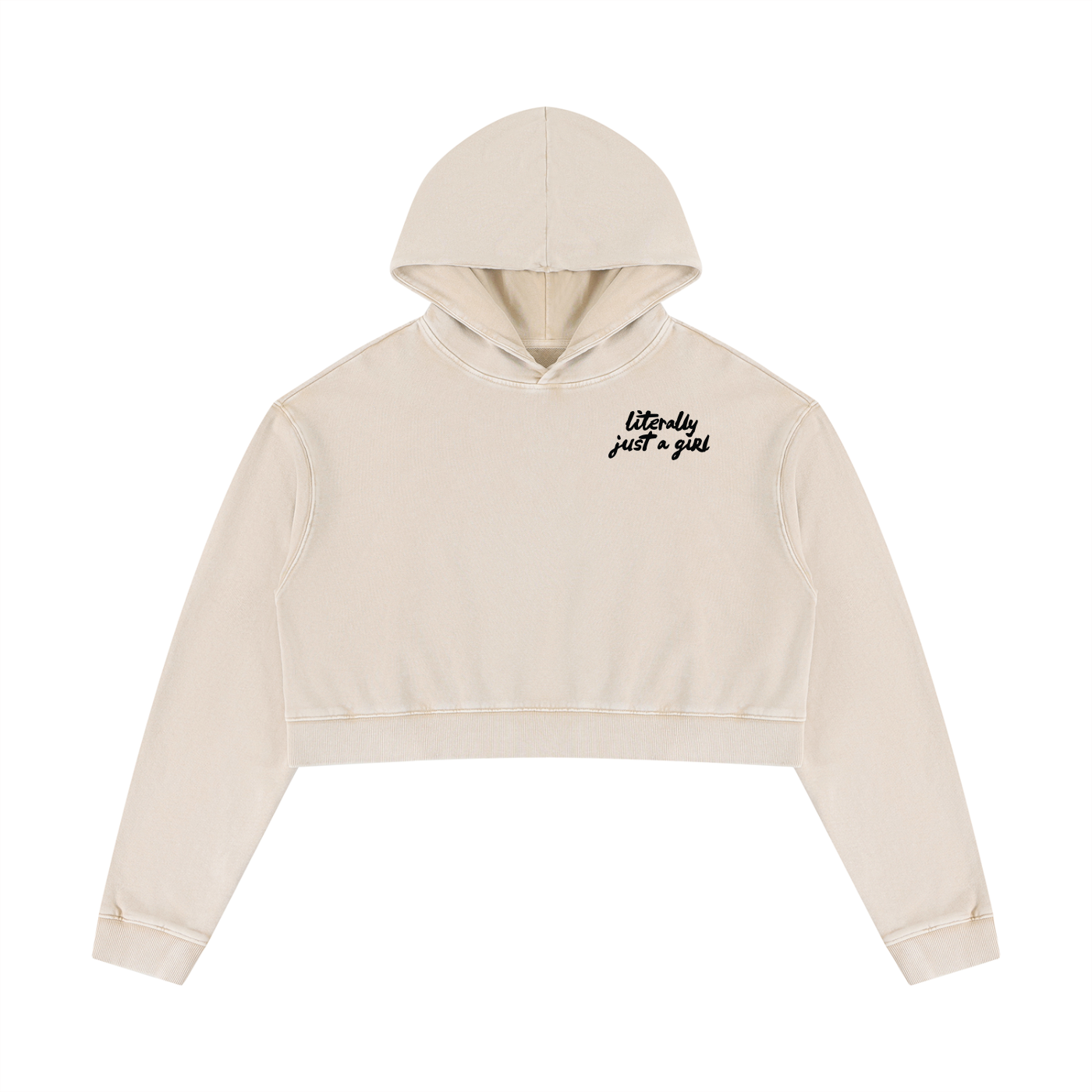 Literally Just a Girl | Mineral Washed Crop Hoodie