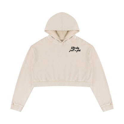 Literally Just a Girl | Mineral Washed Crop Hoodie
