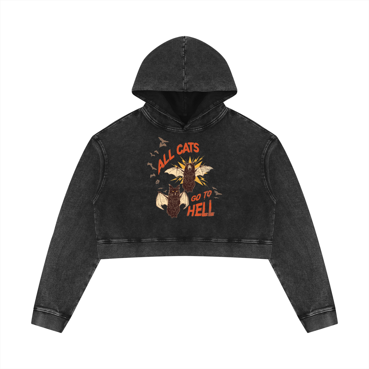 All Cats Go To Hell | Mineral Washed Crop Hoodie