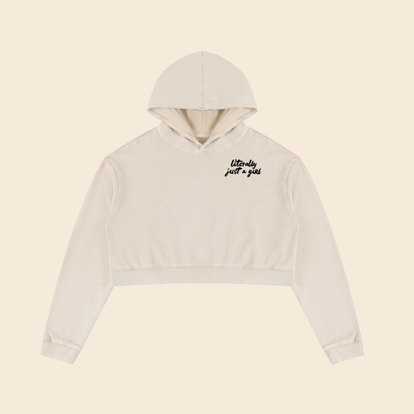Literally Just a Girl | Mineral Washed Crop Hoodie