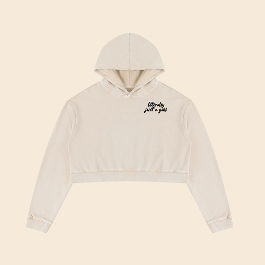 Literally Just a Girl | Mineral Washed Crop Hoodie