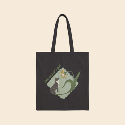 Literally Just a Girl Pit Bull Flower | Canvas Tote Bag