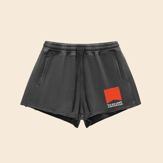 Maneater | Snow Washed Raw Edge Drawstring Shorts